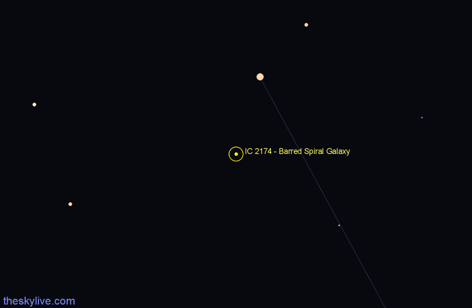 Finder chart IC 2174 - Barred Spiral Galaxy in Camelopardalis star