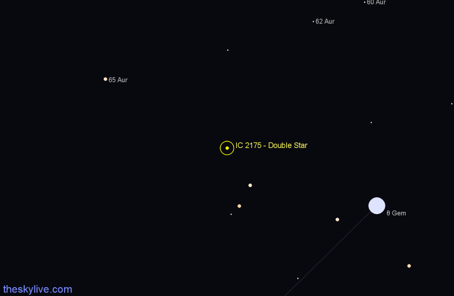 Finder chart IC 2175 - Double Star in Gemini star