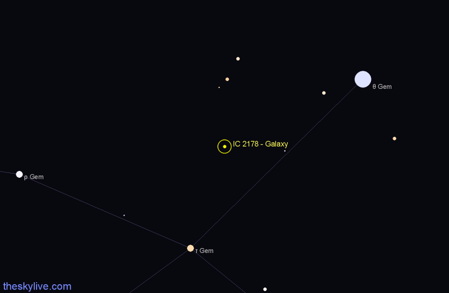 Finder chart IC 2178 - Galaxy in Gemini star