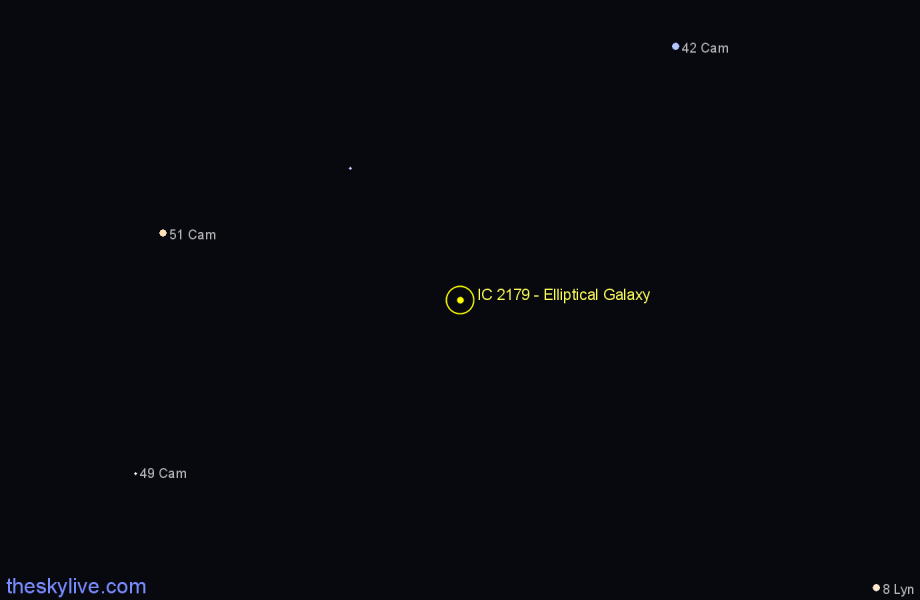 Finder chart IC 2179 - Elliptical Galaxy in Camelopardalis star