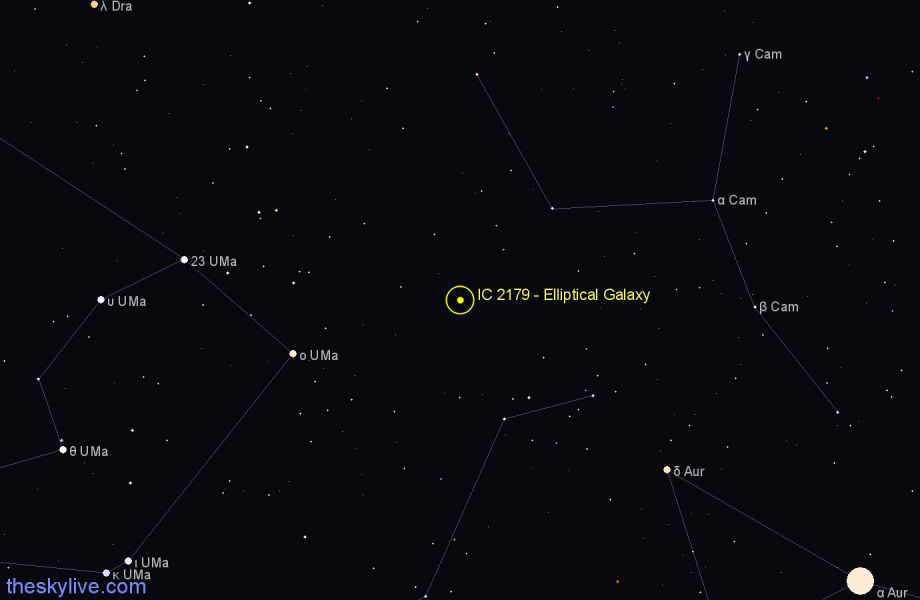 Finder chart IC 2179 - Elliptical Galaxy in Camelopardalis star