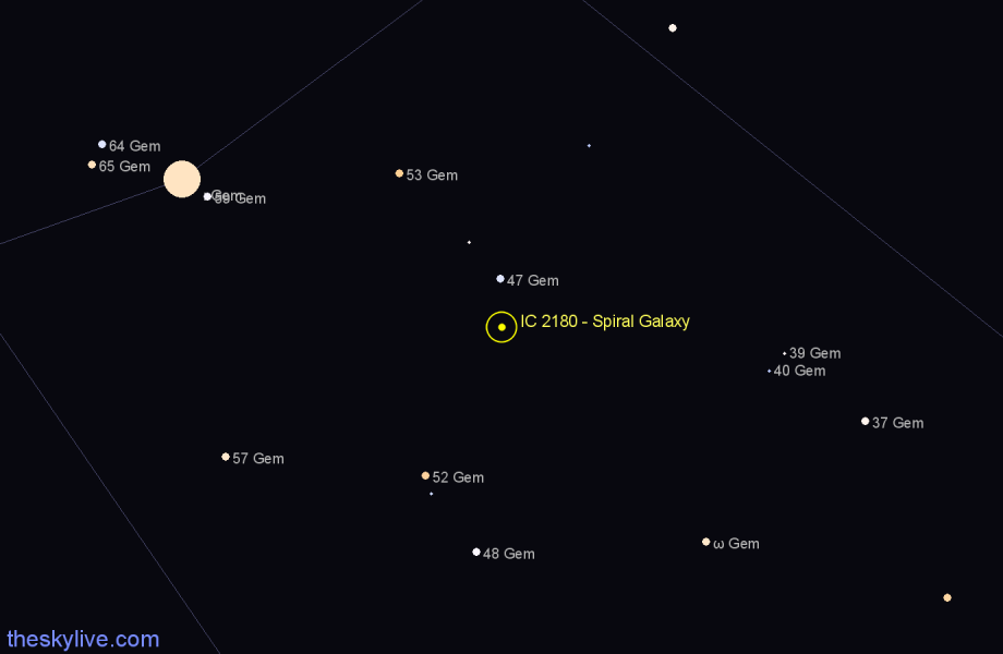 Finder chart IC 2180 - Spiral Galaxy in Gemini star