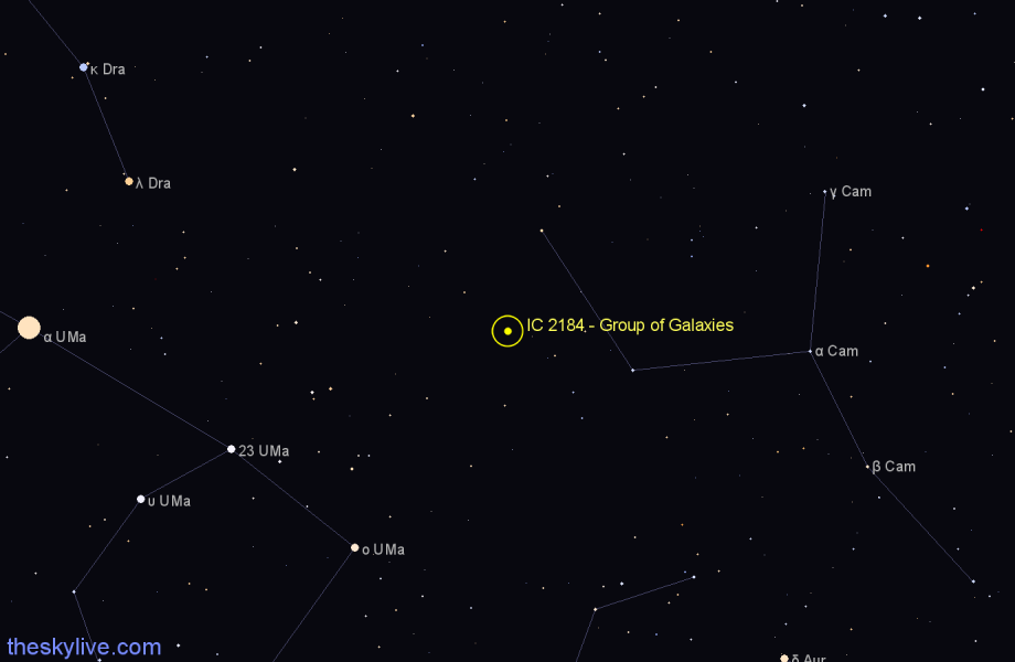 Finder chart IC 2184 - Group of Galaxies in Camelopardalis star