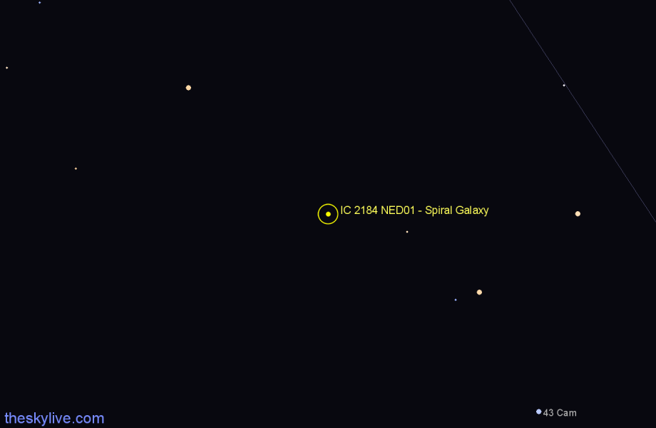 Finder chart IC 2184 NED01 - Spiral Galaxy in Camelopardalis star