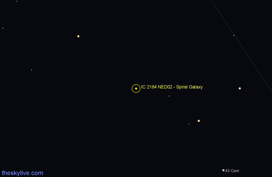 Finder chart IC 2184 NED02 - Spiral Galaxy in Camelopardalis star