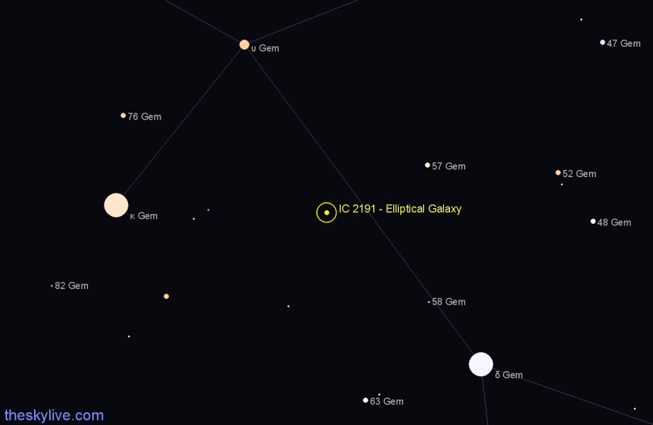 Finder chart IC 2191 - Elliptical Galaxy in Gemini star