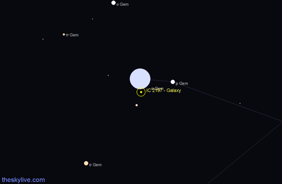 Finder chart IC 2197 - Galaxy in Gemini star