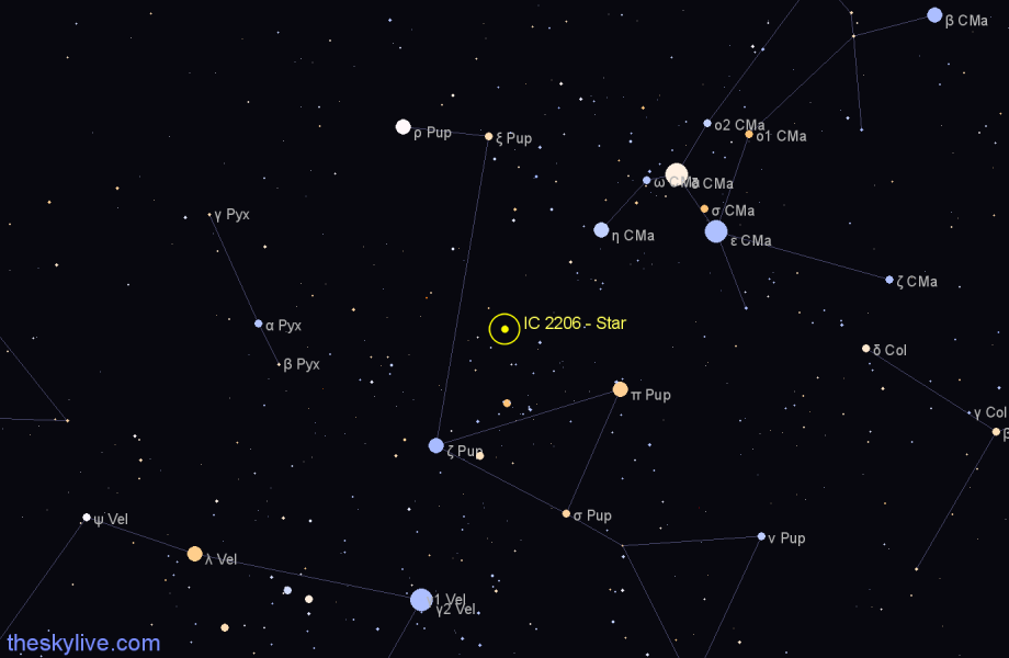 Finder chart IC 2206 - Star in Puppis star