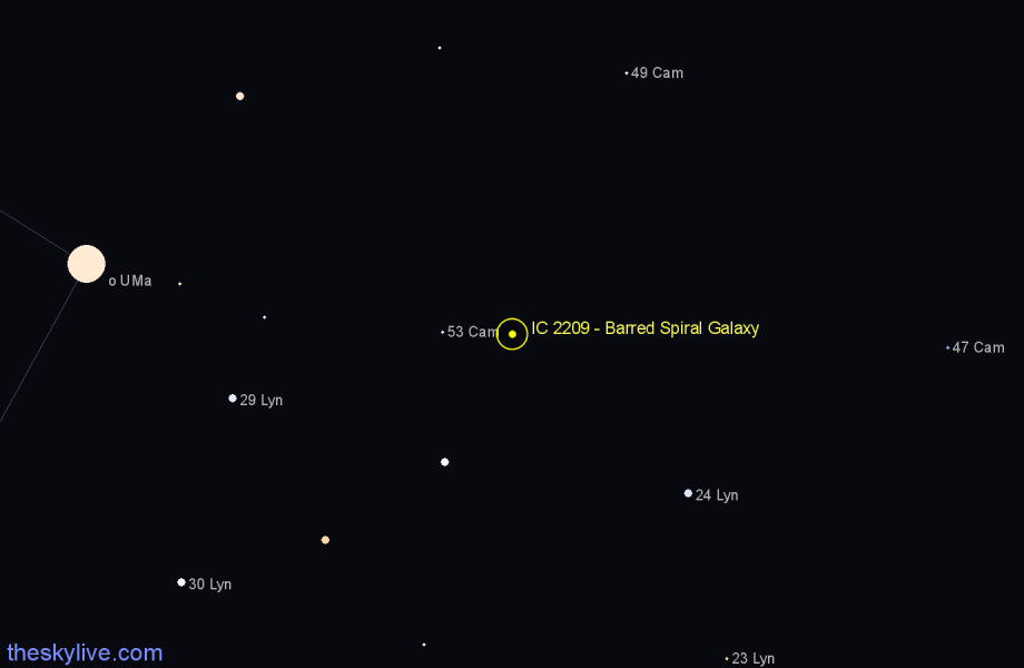 Finder chart IC 2209 - Barred Spiral Galaxy in Camelopardalis star