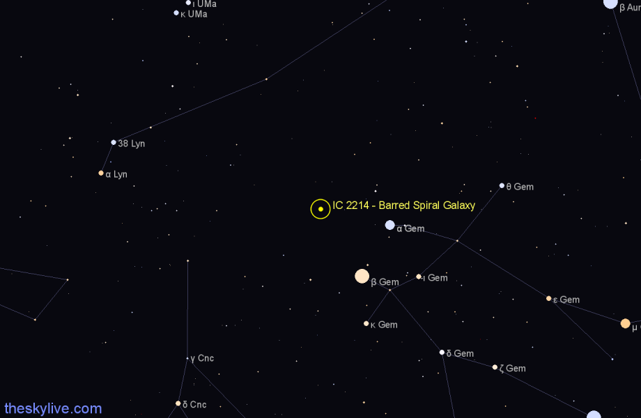 Finder chart IC 2214 - Barred Spiral Galaxy in Lynx star