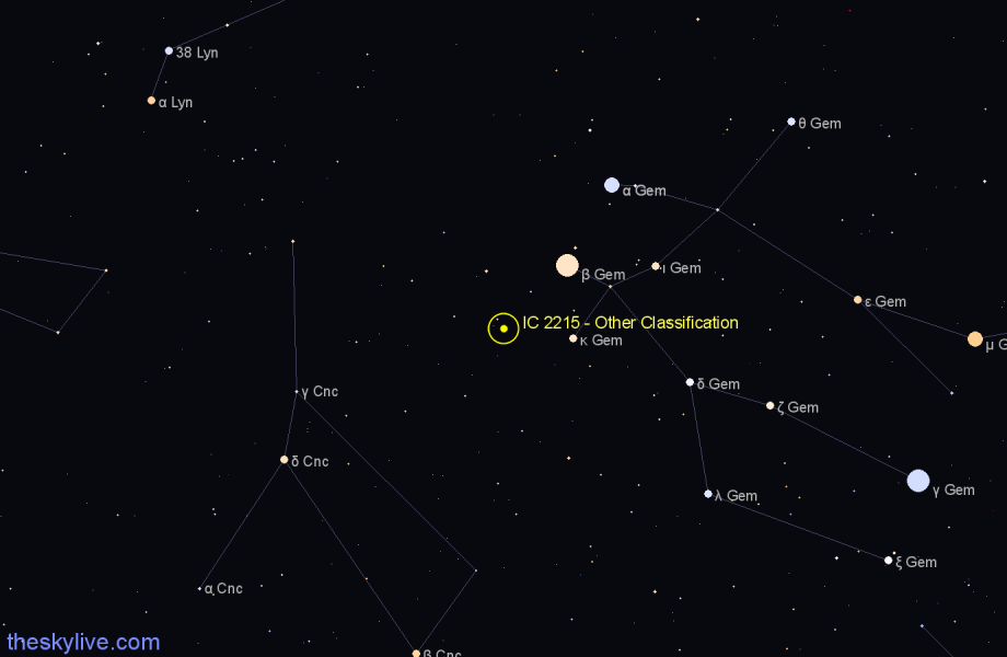 Finder chart IC 2215 - Other Classification in Cancer star