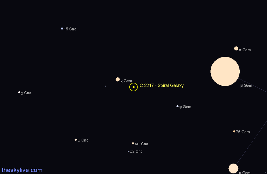 Finder chart IC 2217 - Spiral Galaxy in Cancer star