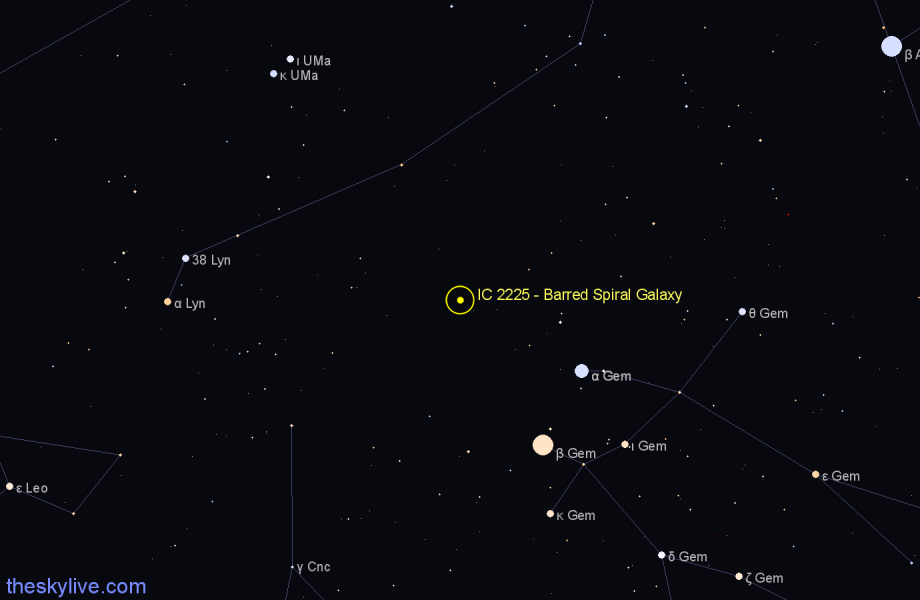 Finder chart IC 2225 - Barred Spiral Galaxy in Lynx star