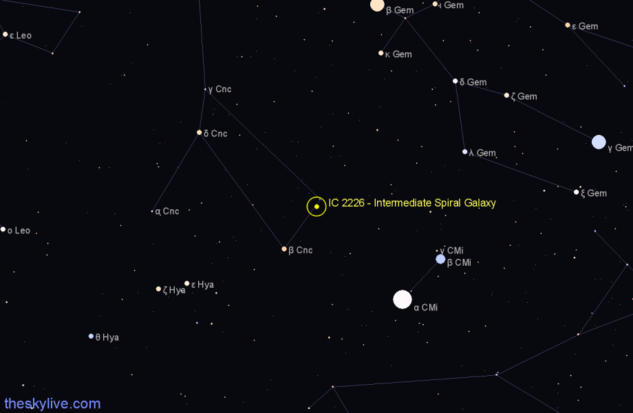 Finder chart IC 2226 - Intermediate Spiral Galaxy in Cancer star