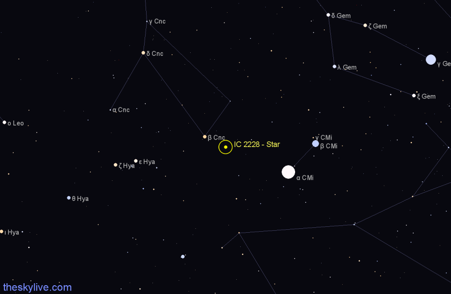 Finder chart IC 2228 - Star in Cancer star