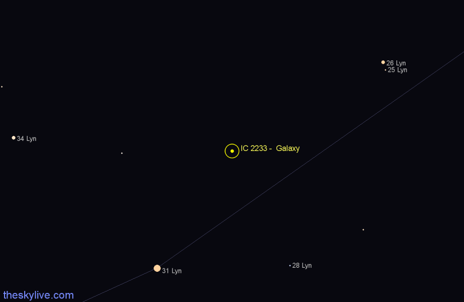 Finder chart IC 2233 - Galaxy in Lynx star