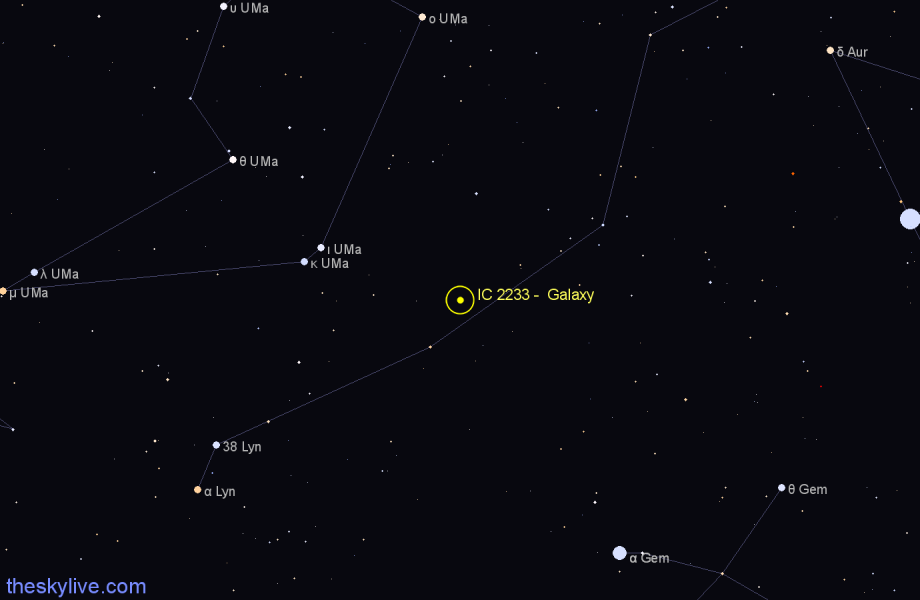 Finder chart IC 2233 - Galaxy in Lynx star