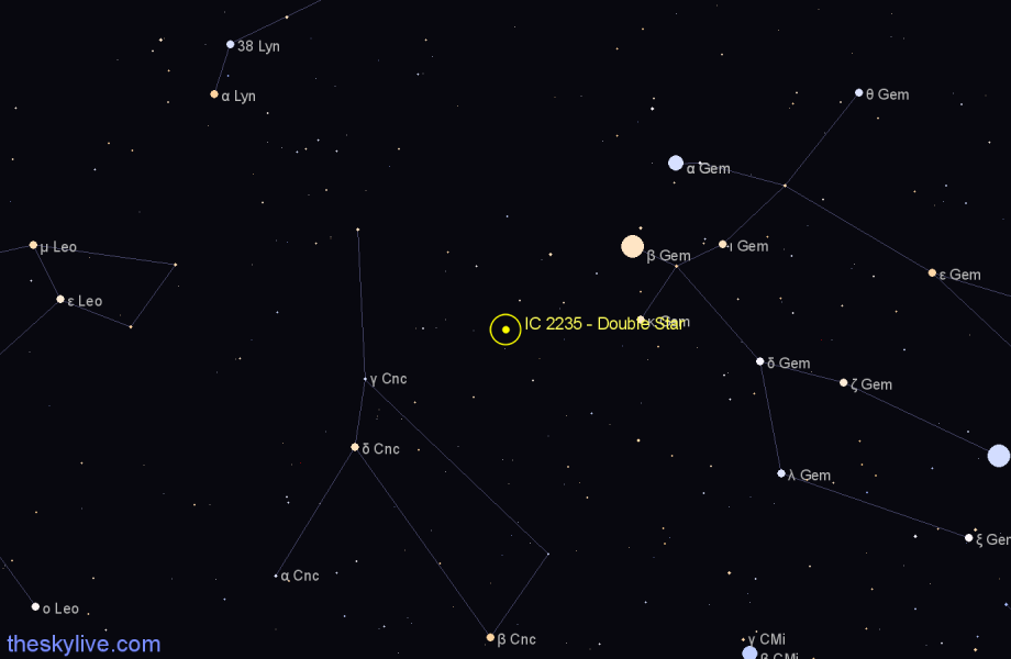 Finder chart IC 2235 - Double Star in Cancer star