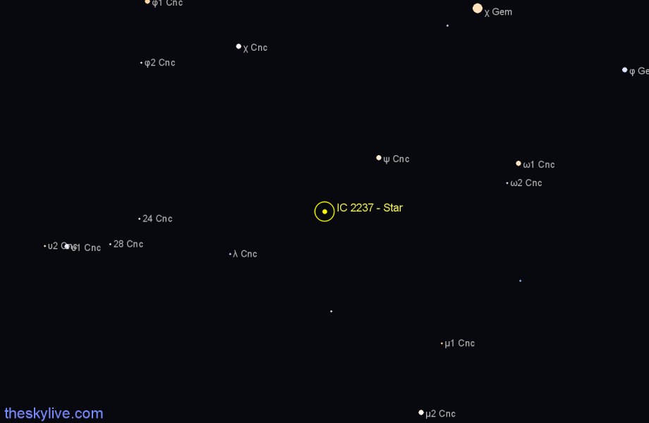 Finder chart IC 2237 - Star in Cancer star