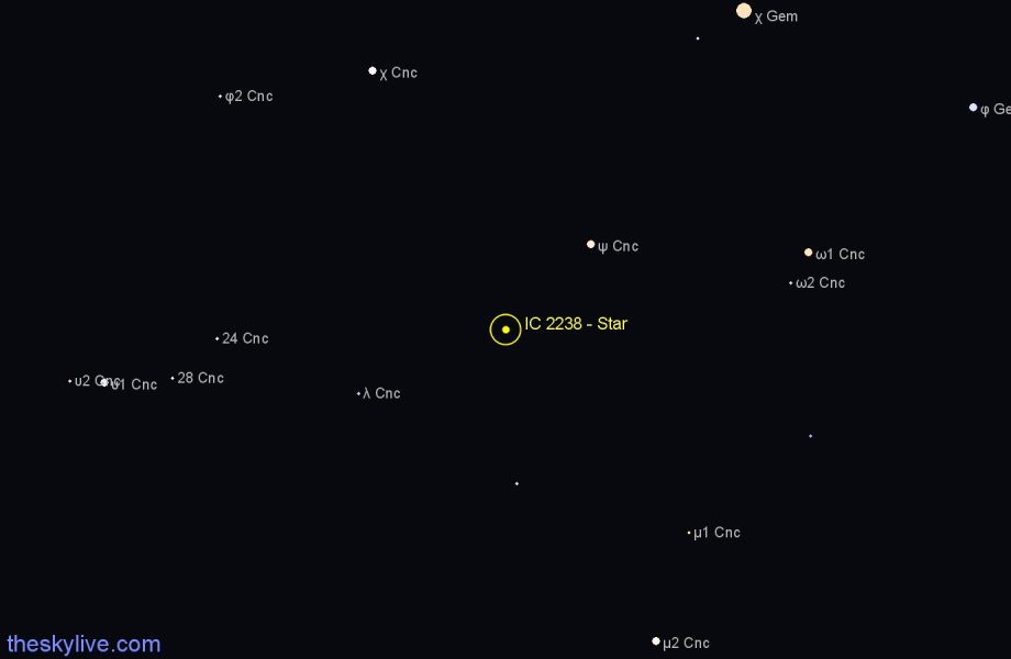 Finder chart IC 2238 - Star in Cancer star