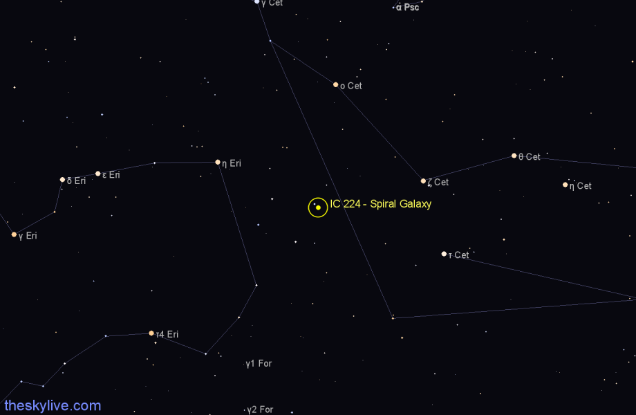 Finder chart IC 224 - Spiral Galaxy in Cetus star