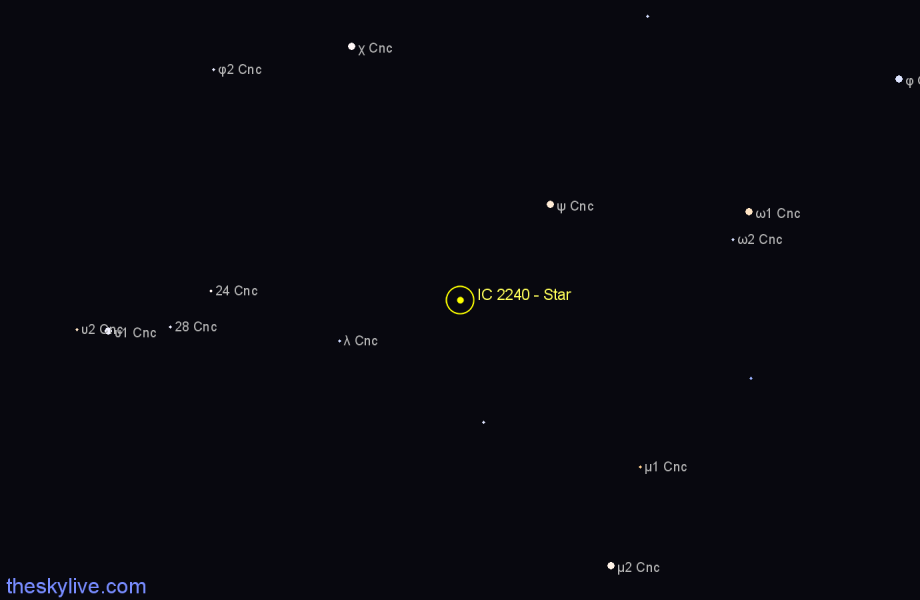 Finder chart IC 2240 - Star in Cancer star