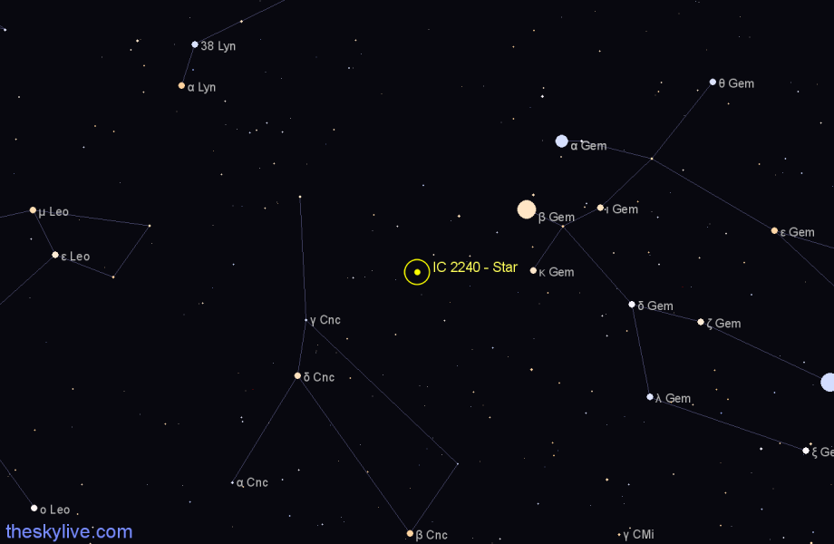 Finder chart IC 2240 - Star in Cancer star