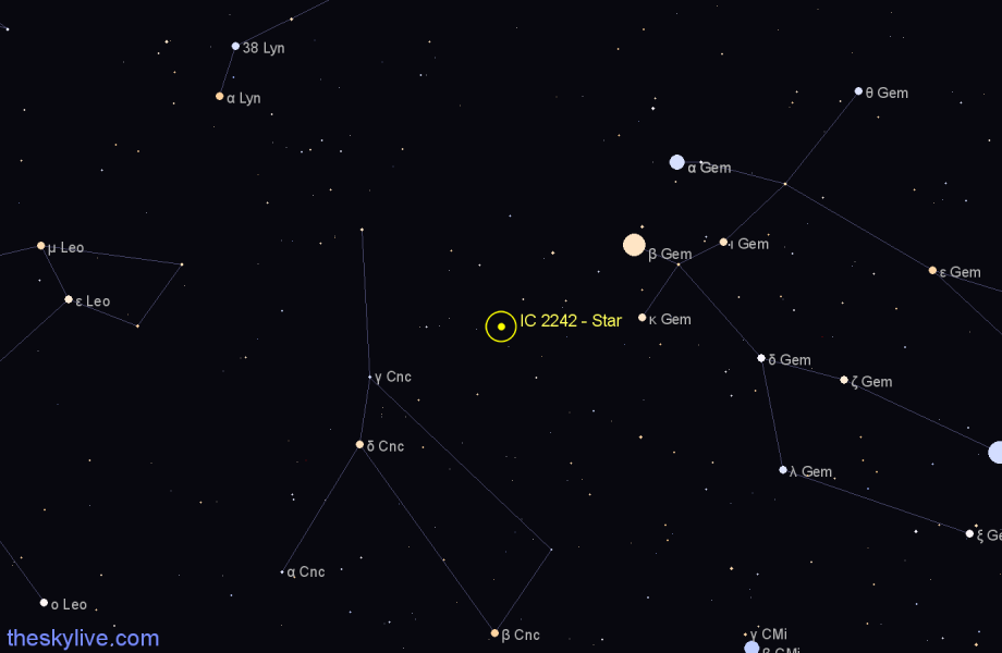 Finder chart IC 2242 - Star in Cancer star