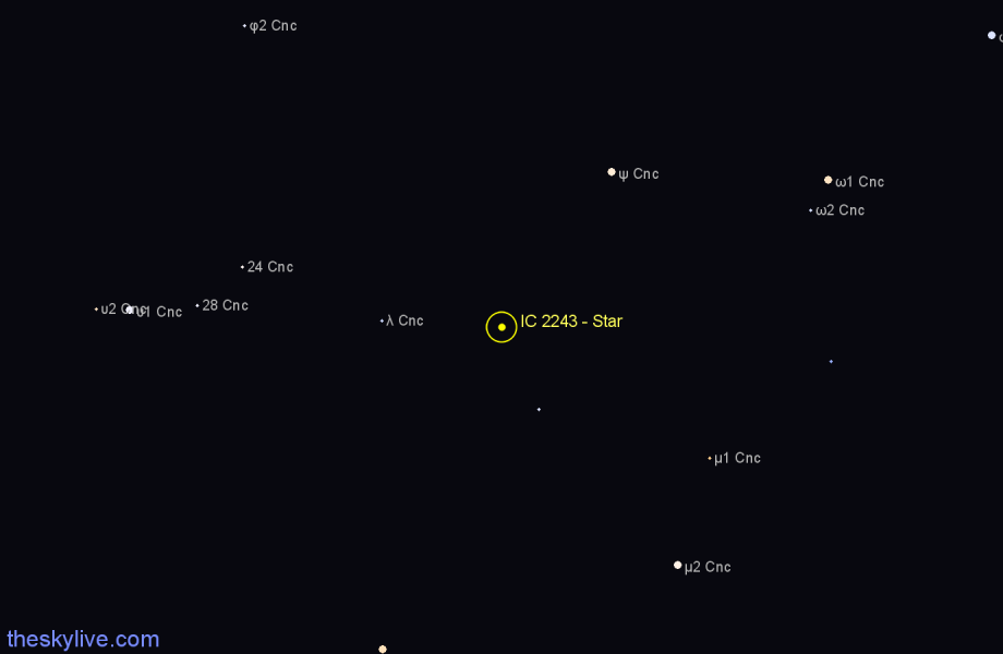 Finder chart IC 2243 - Star in Cancer star