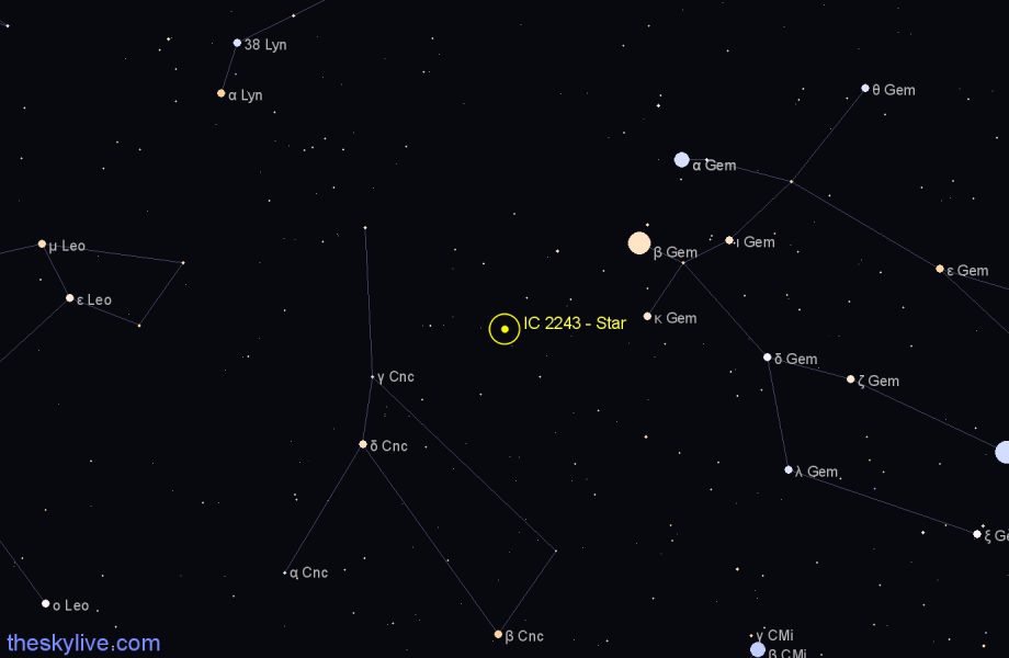 Finder chart IC 2243 - Star in Cancer star