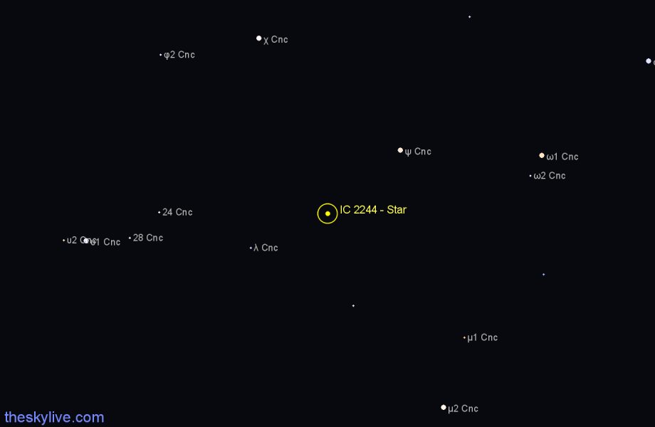 Finder chart IC 2244 - Star in Cancer star