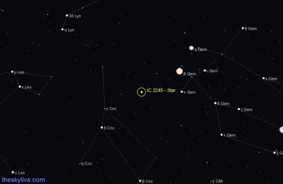 Finder chart IC 2245 - Star in Cancer star