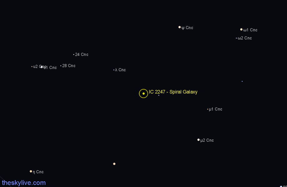 Finder chart IC 2247 - Spiral Galaxy in Cancer star