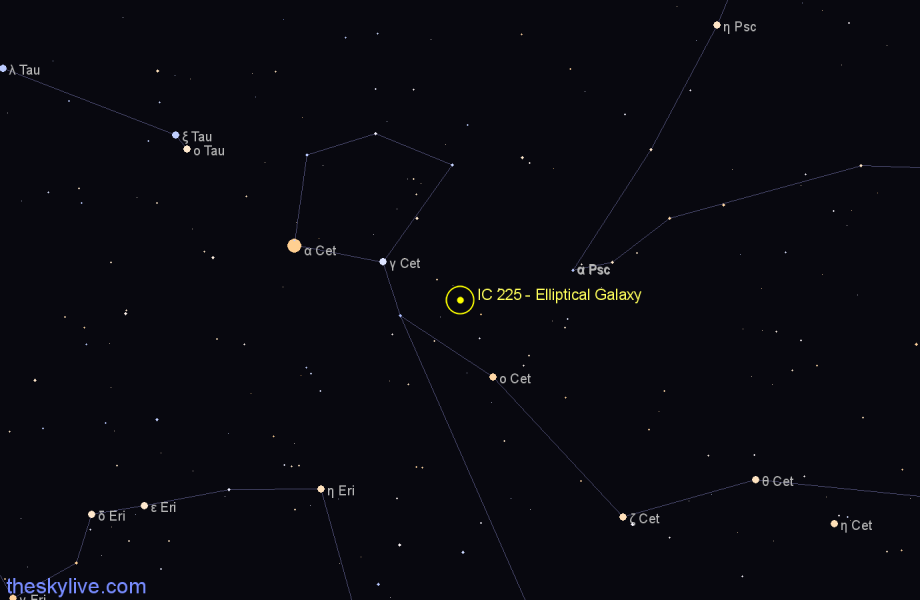 Finder chart IC 225 - Elliptical Galaxy in Cetus star