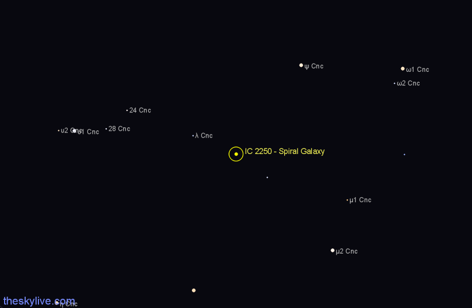 Finder chart IC 2250 - Spiral Galaxy in Cancer star