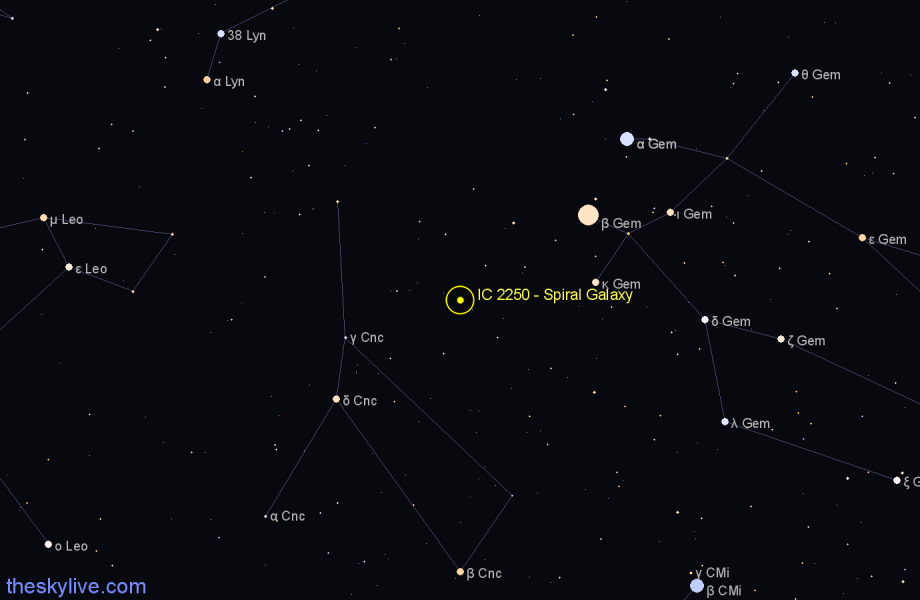 Finder chart IC 2250 - Spiral Galaxy in Cancer star