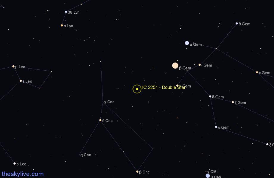 Finder chart IC 2251 - Double Star in Cancer star