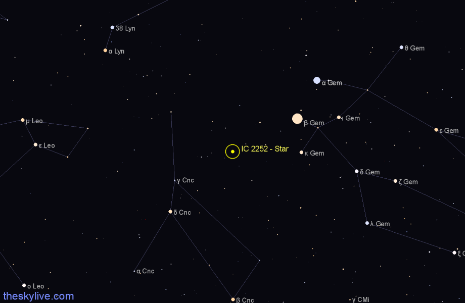 Finder chart IC 2252 - Star in Cancer star