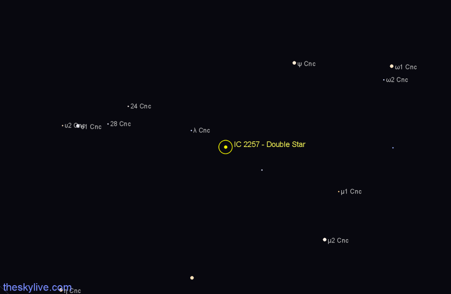 Finder chart IC 2257 - Double Star in Cancer star