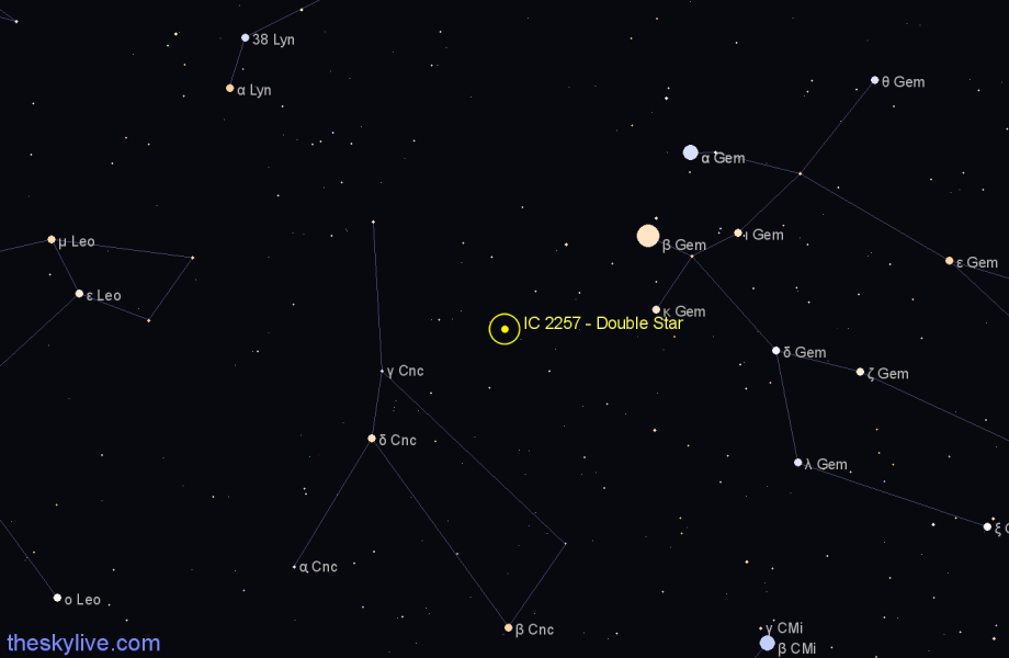 Finder chart IC 2257 - Double Star in Cancer star