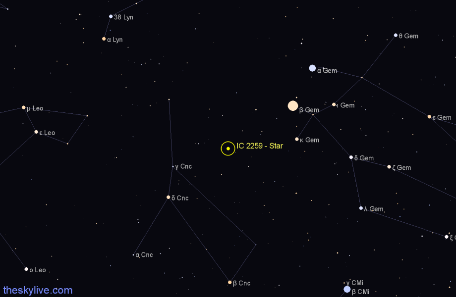 Finder chart IC 2259 - Star in Cancer star