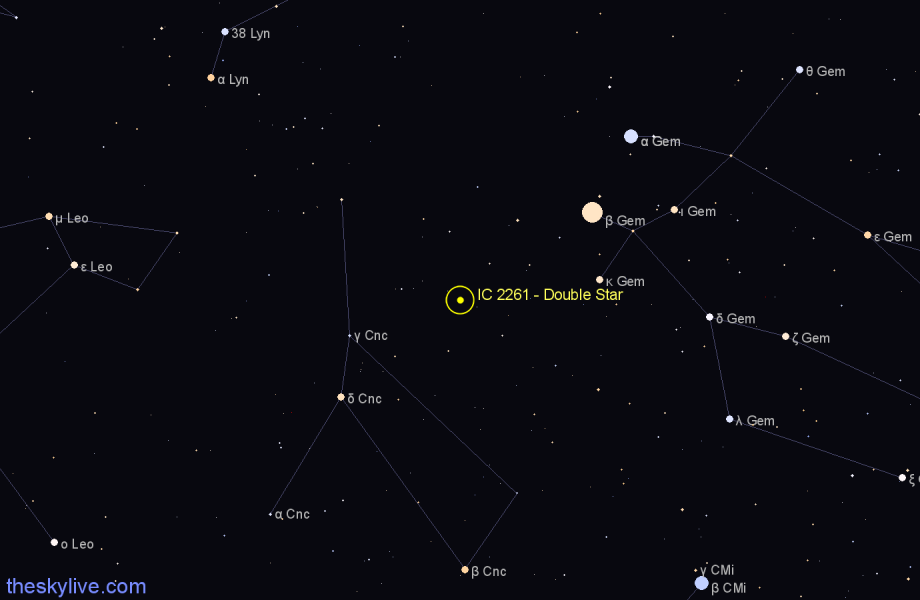 Finder chart IC 2261 - Double Star in Cancer star