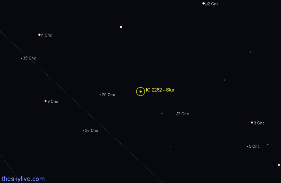 Finder chart IC 2262 - Star in Cancer star