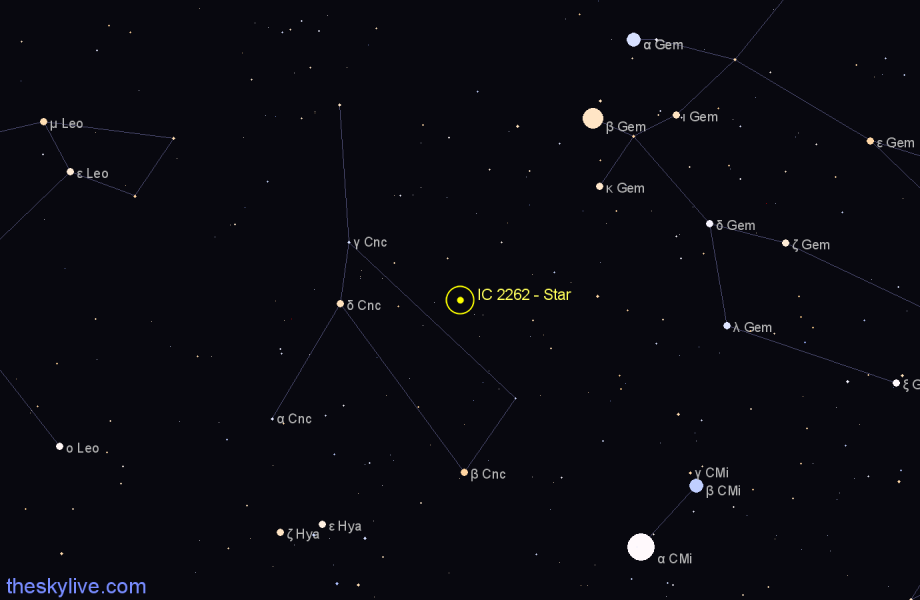 Finder chart IC 2262 - Star in Cancer star