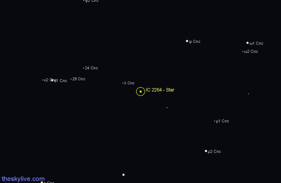 Finder chart IC 2264 - Star in Cancer star