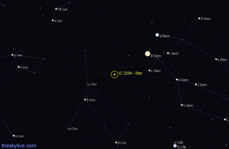 Finder chart IC 2264 - Star in Cancer star