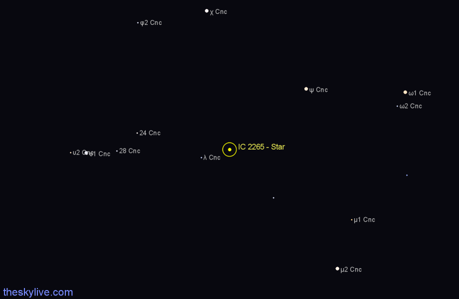 Finder chart IC 2265 - Star in Cancer star