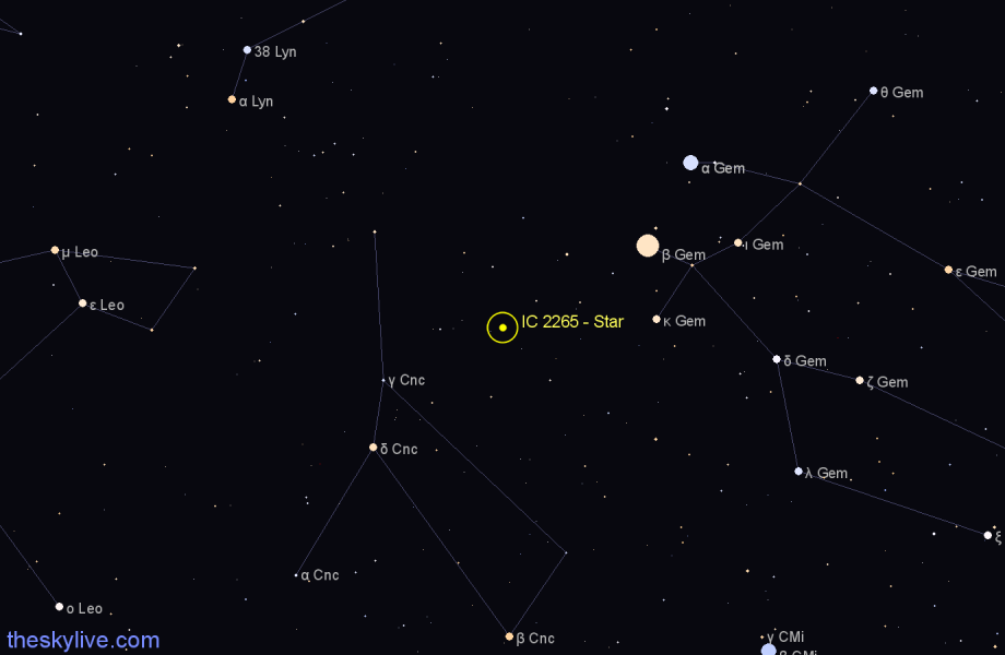 Finder chart IC 2265 - Star in Cancer star