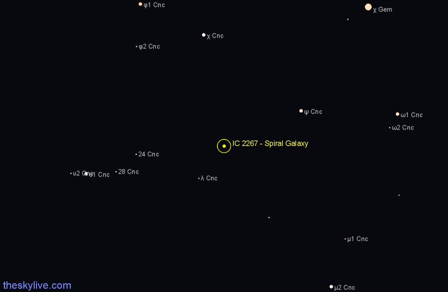 Finder chart IC 2267 - Spiral Galaxy in Cancer star