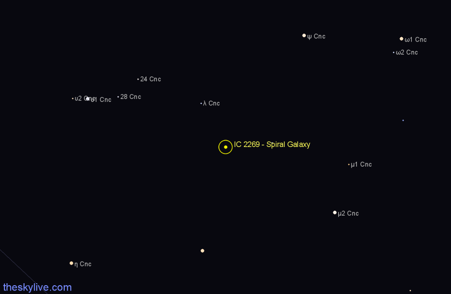 Finder chart IC 2269 - Spiral Galaxy in Cancer star